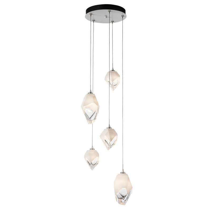 Chrysalis 5 - Light Cluster Geometric Pendant, 15" - 80", White, White