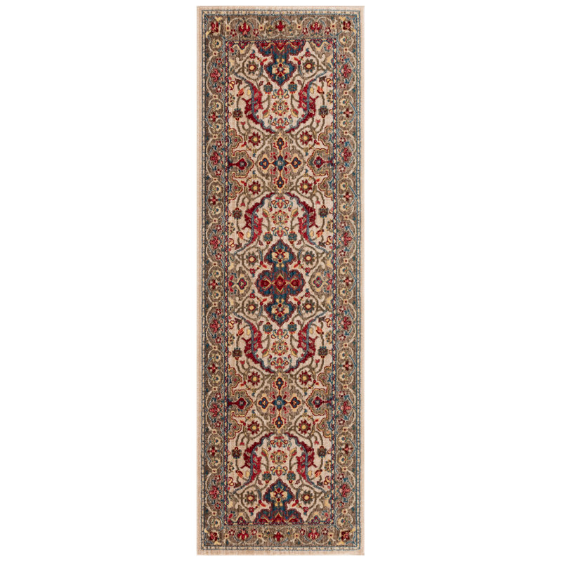 Bisen Performance Oriental Rug, Runner 2'6" x 6', Ivory/Taupe