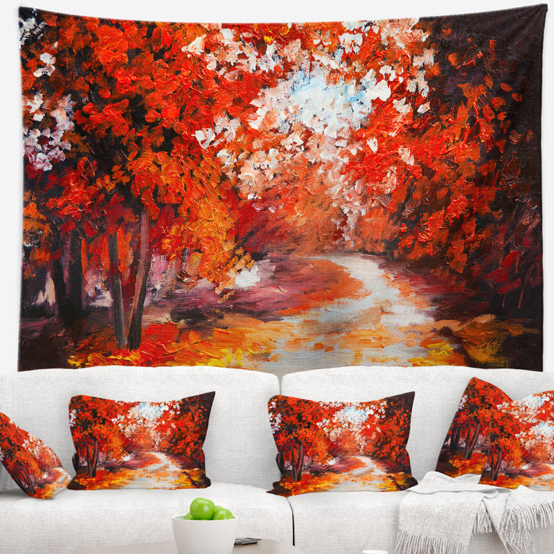 Forêt de paysage dans la tapisserie d'automne, H 50 po x l 60 po