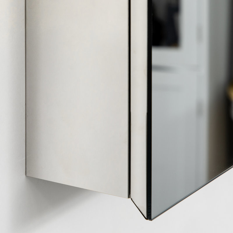 Armoire à miroir argentée - 15 po x 24 po, pour salle de bain, salon et salle de lavage, porte à charnières avec tablettes 15,03 po, 23,19 po et rangement de salle de bain