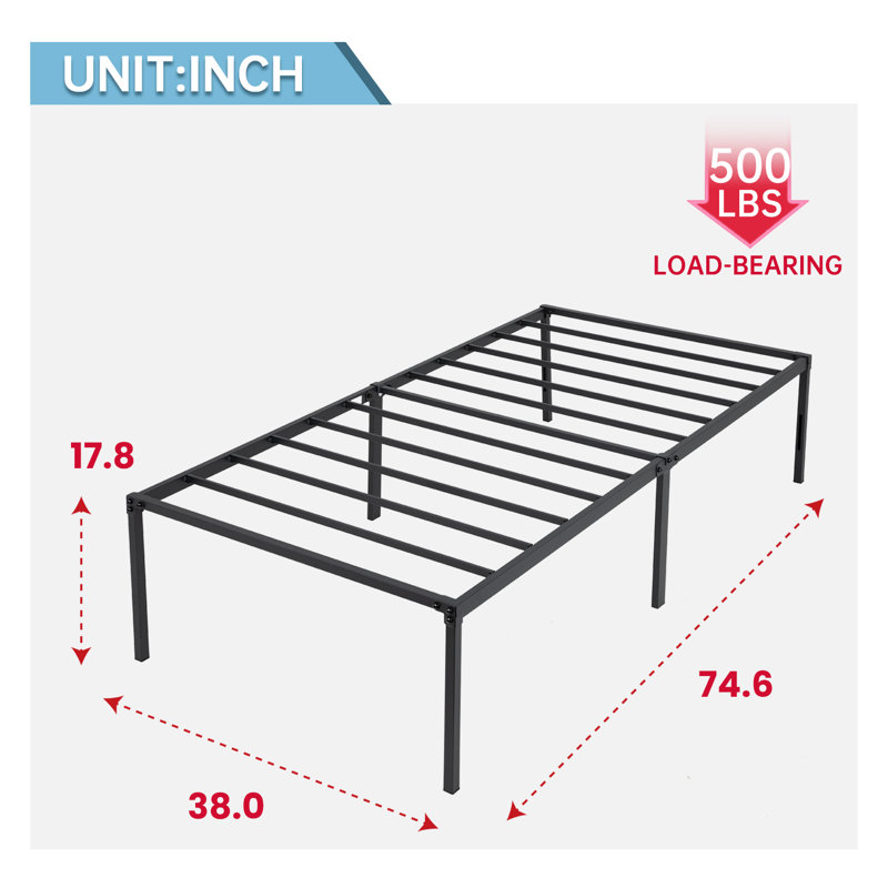 Structure de lit Base de matelas en métal Structure de lit robuste avec lattes en acier avec rangement sous le lit Assemblage facile sans sommier