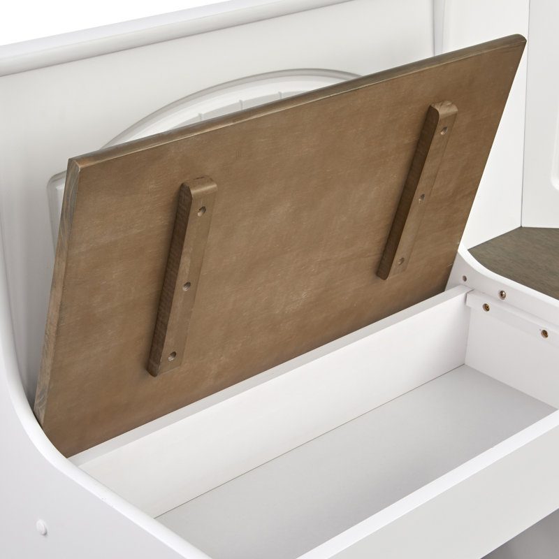Ensemble repas 3 pièces avec rangement caché Rahman, Plateau en noyer / base blanche / noyer / chaise b