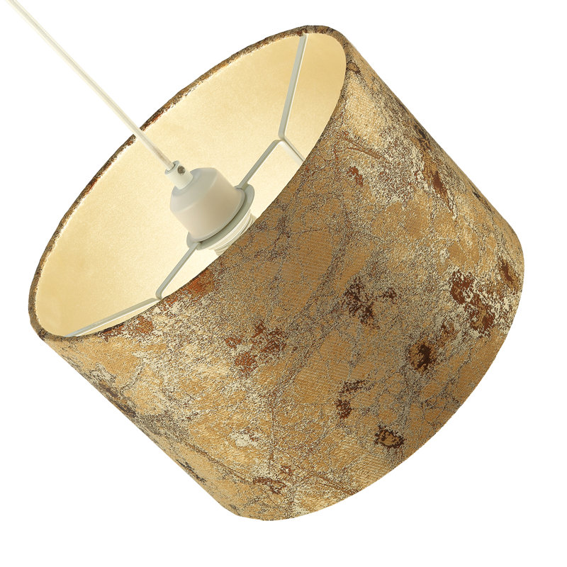 Designer Textured Gold And Jacquard Fabric Drum Lampshade By