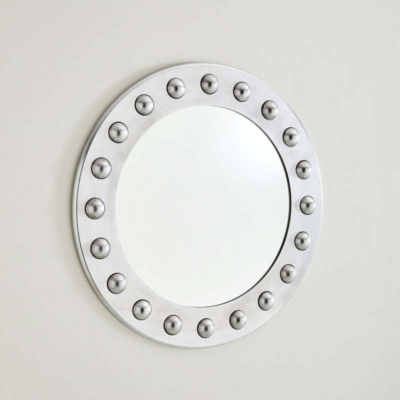 Embedded Sphere Round Beveled Wall Mirror