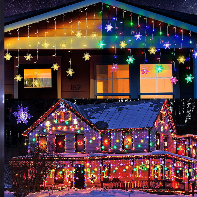 11.5FT 96LED Snowflake String Lights, Multi Coloured
