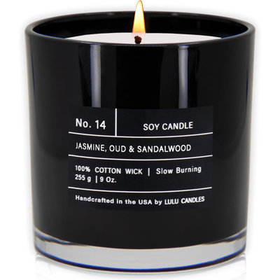Jasmine, Oud et bois de santal | Bougie parfumée de luxe en pot de soja | Versé à la main aux États-Unis | Parfumé et durable (9 oz.)