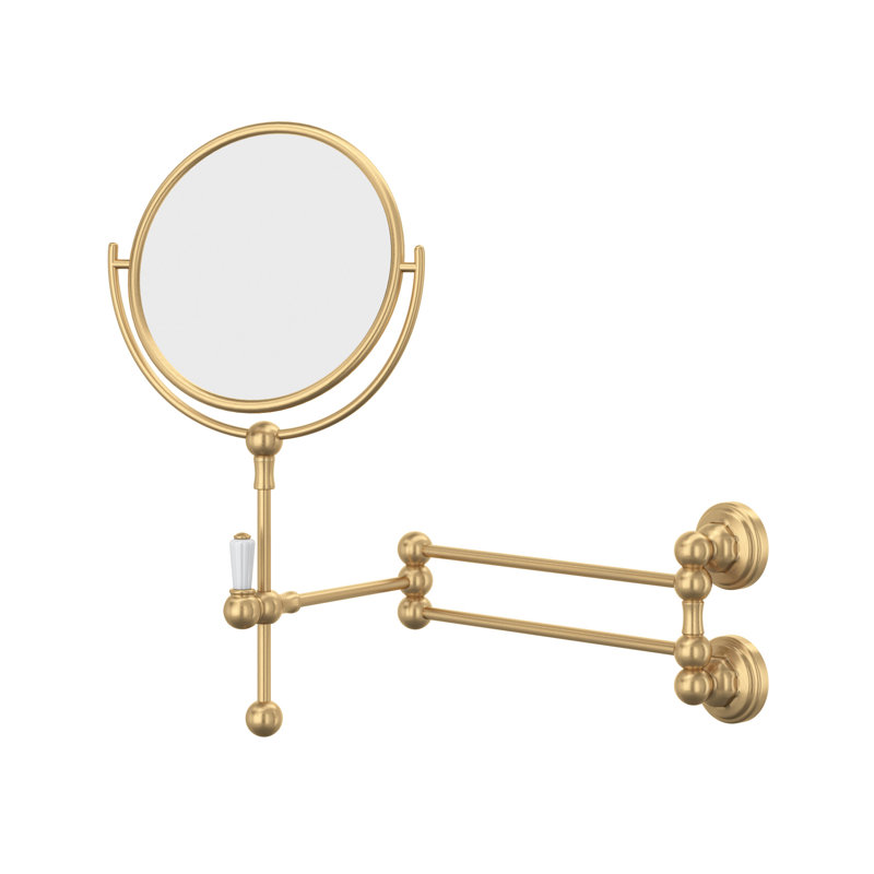 Edwardian Wall Mount Makeup Mirror, Satin English Gold