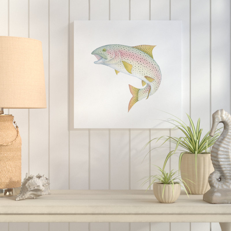 " Gone Fishin Rainbow ", 31.5" H x 31.5" W x 2" D, Espresso Floater Frame