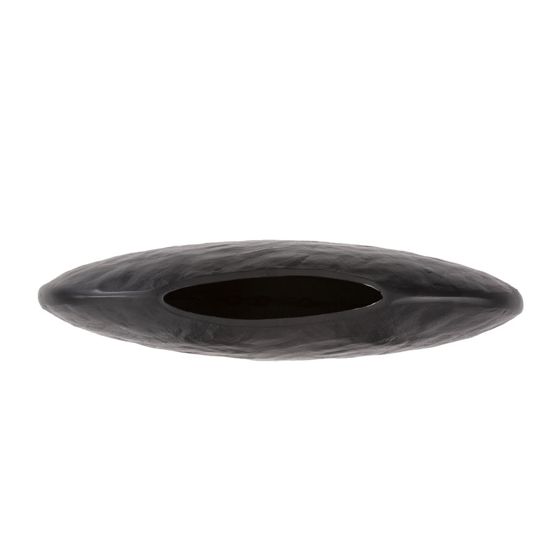 Maica Handmade Aluminum Table Vase, Black, 8" H x 17" W x 4" D