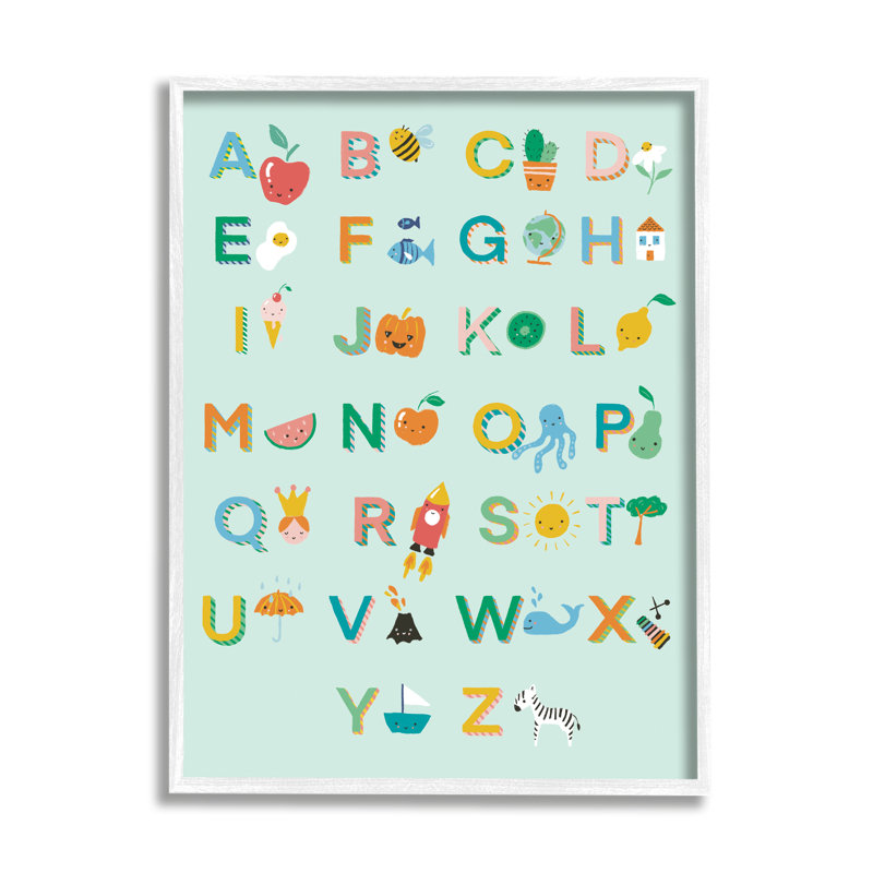 «Ba-885», tableau alphabet encadré sur vert menthe, encadré sur bois par Dominika Godette, Giclée encadrée blanc bord de mer