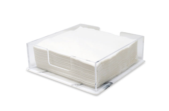 Square Napkin Holder Acrylic with Marble Base, 8"L