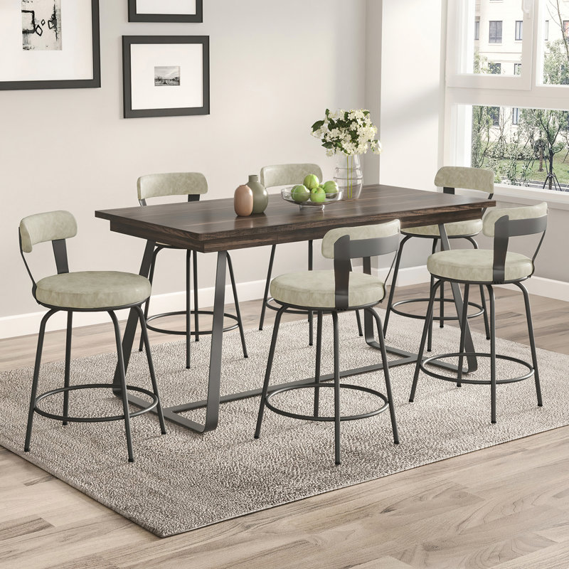 Tabouret de bar et de comptoir pivotant à dossier bas Kipton, Tabouret de comptoir (siège d’une hauteur de 24, Beige