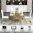 47.24" Rectangular Clear Tempered Glass Dining Table,Stylish Design With Gold Metal Legs, Kitchen Table For Dining Room-1096257745-1096257748