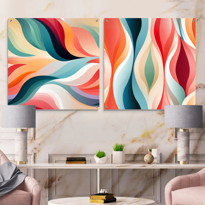Modern Zen - Abstract Shapes Acrylic Wall Art Glass Set Of 2