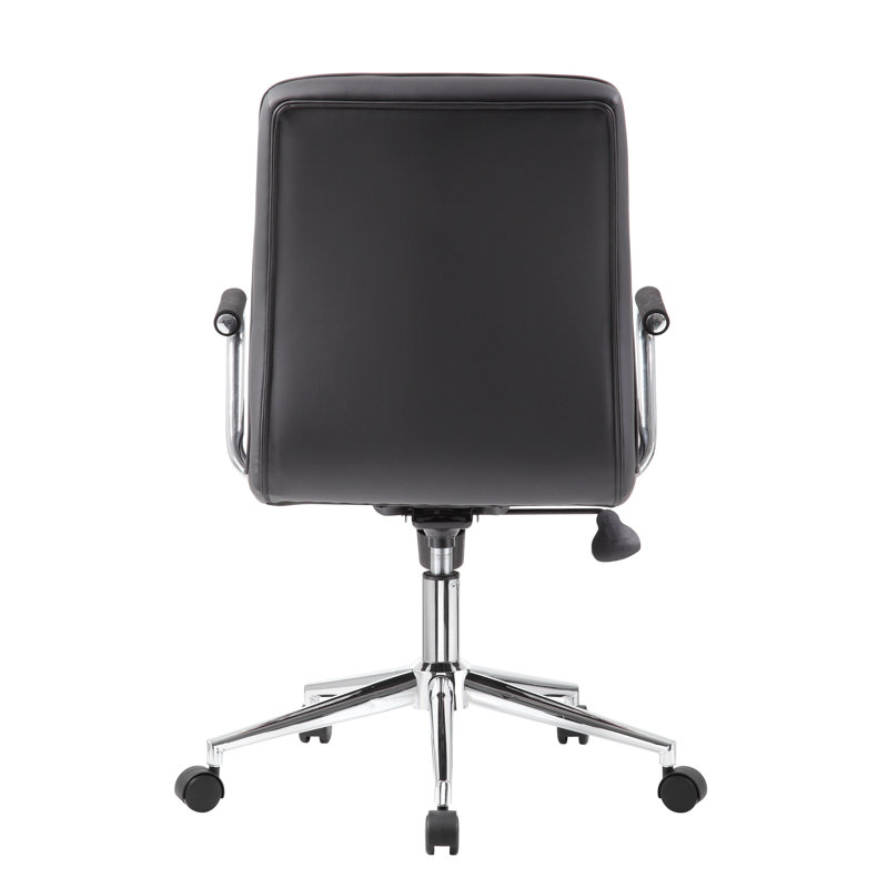 ErgoFlex Black Leather & Metal Swivel Task Chair with Chrome Accents