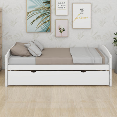 Base de lit plateforme simple en bois de pin avec lit gigogne simple