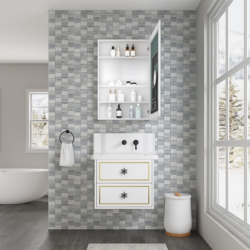 24'' W X 36'' H Surface Frameless Mirror Medicine Cabinet, 36" H x 24" W x 4.8" D