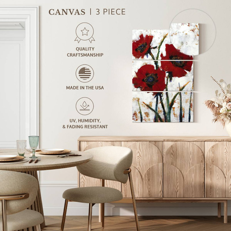 Harnek - coquelicot rouge I, H 38 po x l 24 po