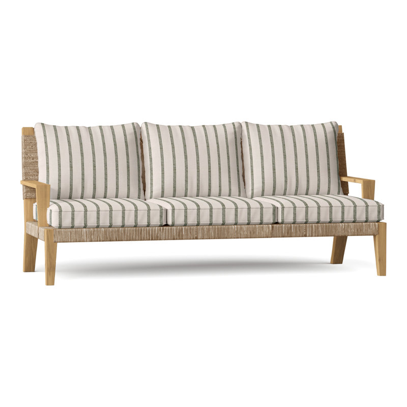 Hadley Outdoor 3 - Seat Patio Sofa, Hadley Natural Rope, Perigold Mixi Fern