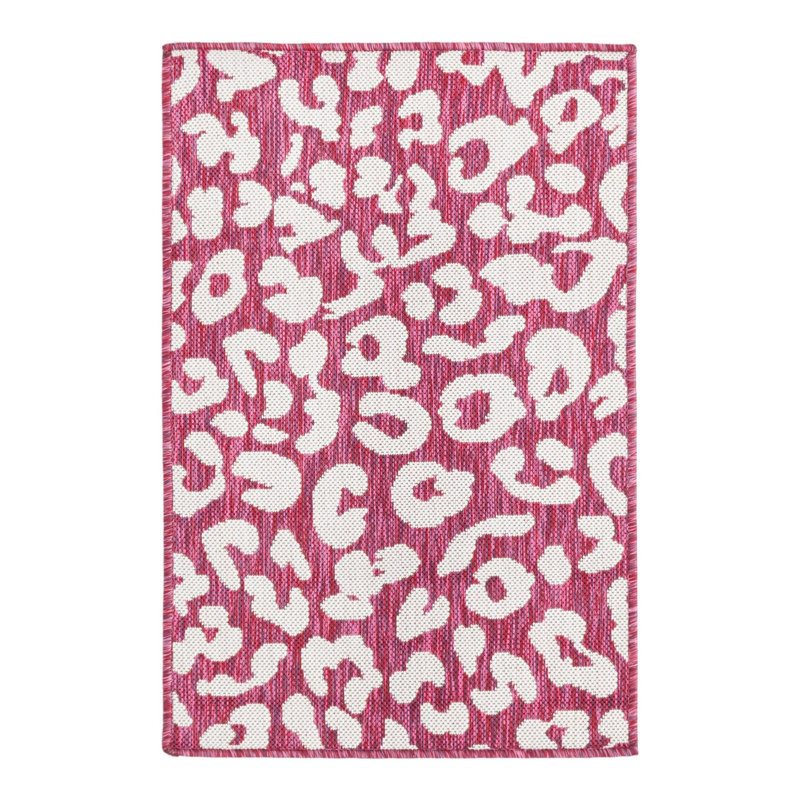 Magenta/Ivory Indoor/Outdoor Rug, Rectangle 2'2" x 3'
