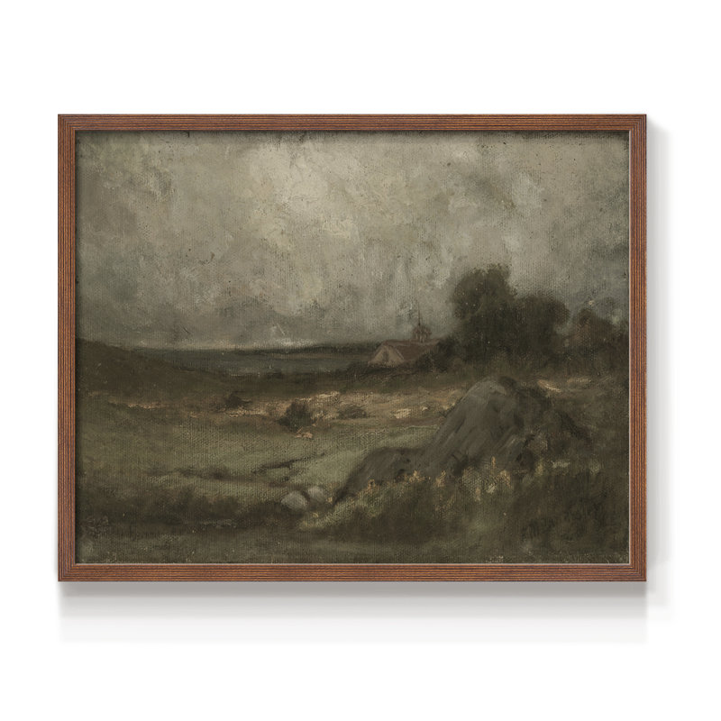 Paysages rétro-DCCxxiv-impression encadrée - réversible, H 22 po x l 28 po, Noyer