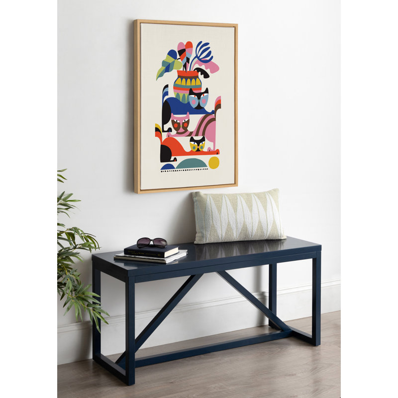 «3 Cats» par Rachel Lee 3 Birdies Studio, reproduction d'art sur toile encadrée, 23 po x 33 po, Naturel