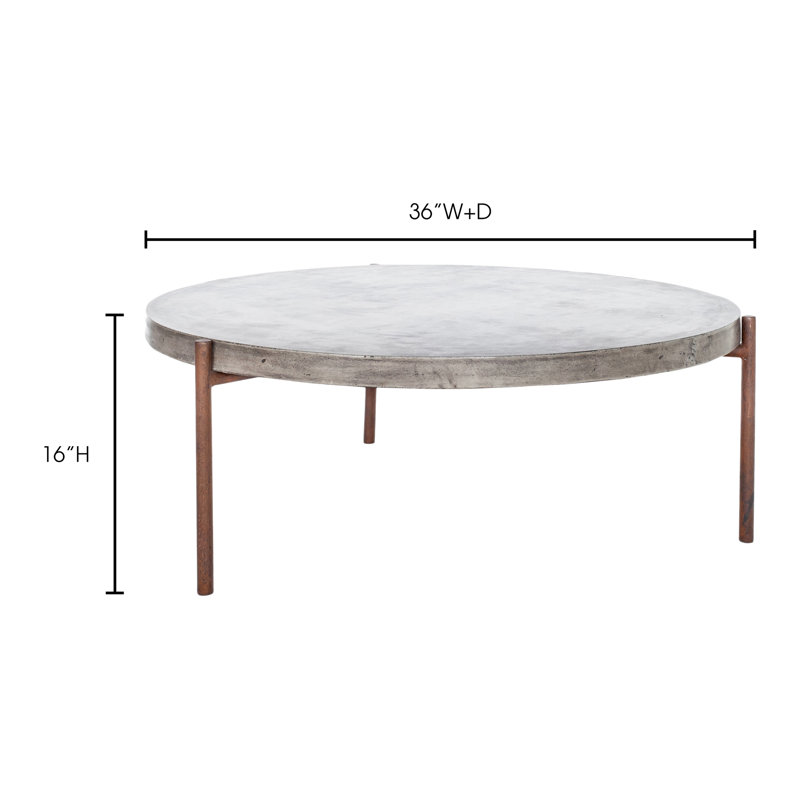 Ebbe 3 Legs Coffee Table, Dark Gray/Rusty