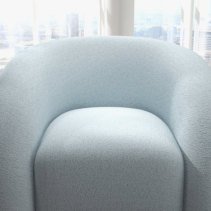 Fauteuil demi-tonneau pivotant rembourré Coyle, Polyester bleu, 1