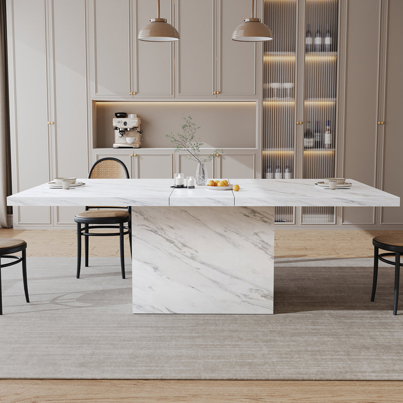 Eclat Faux Marble Dining Table, 29.9" H x 70.87" L x 31.5" W, White