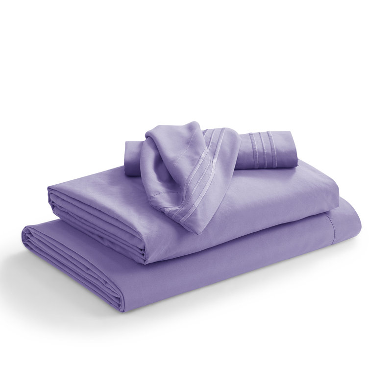1800 Series Double-Brushed Microfiber Hypoallergenic Sheet Set, Lavender, King Sheet Set with 2 Pillowcases