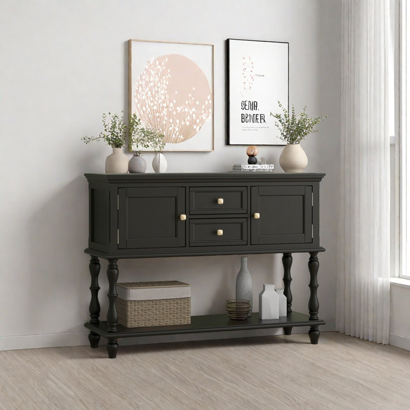Console Retro, Noir, noir, noir, noir, H 35,43 po x l 47,24 po x P 15,75 po