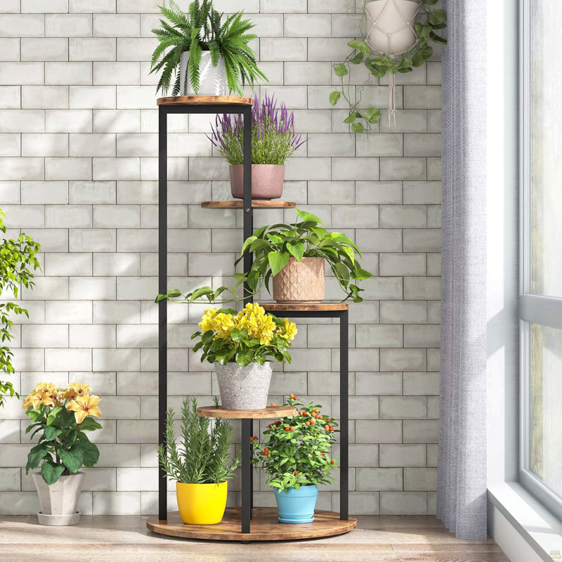 Support pour plante de coin à 4 niveaux de 40,94 po de hauteur pour balcon, jardin et patio