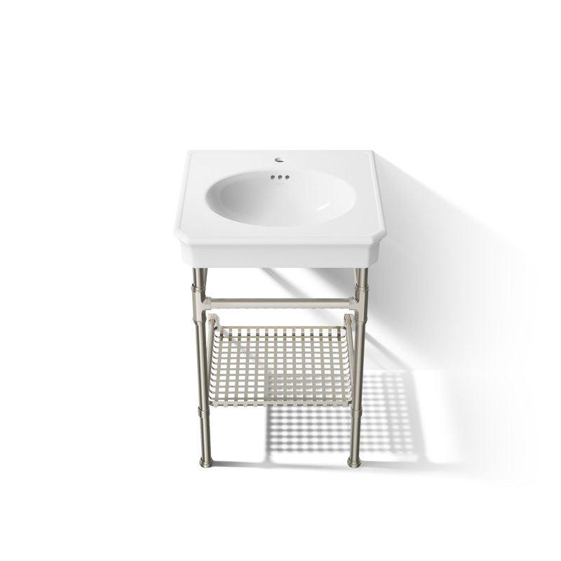 Claude by Studio McGee 24" Rectangular Console Table Bathroom Sink, White/Vibrant Polished Nickel, Single Hole Faucet