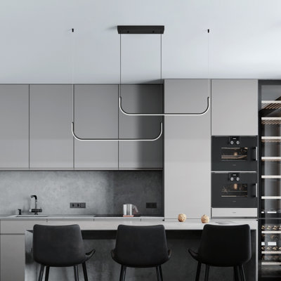 Modern Dimmable LED Chandelier Linear Chandeliers for Living Room Dining Room Kitchen Island(2-Light)
