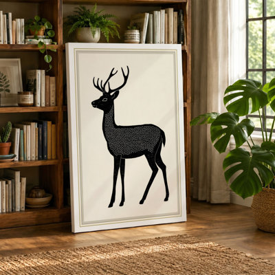Silhouette Deer Minimalist - Wrapped Canvas