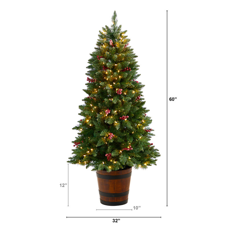 5' H Lighted Artificial Spruce Christmas Tree