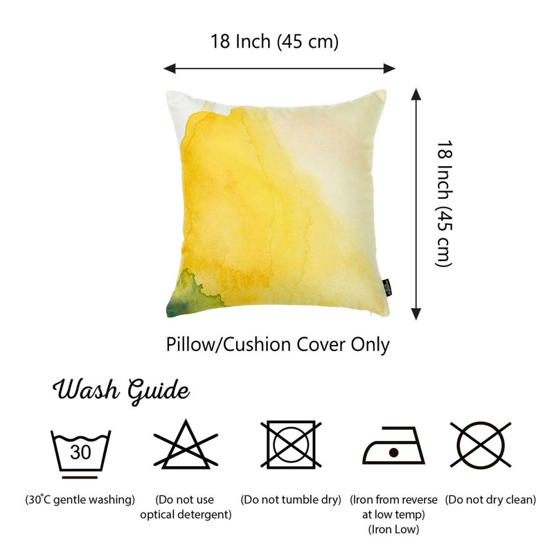 Yellow and Green Watercolor Polyester Pillow Covers Set