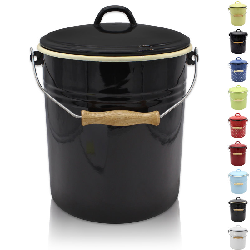 Karl Krüger Mülleimer emailliert, 10 Liter, Black