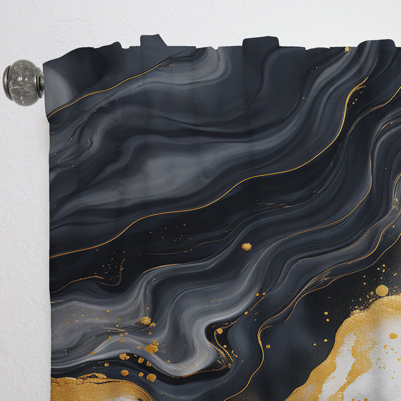 Joyner - Abstract Marble Marble Room Darkening Curtain - 1 Panels, 52" W x 90" L