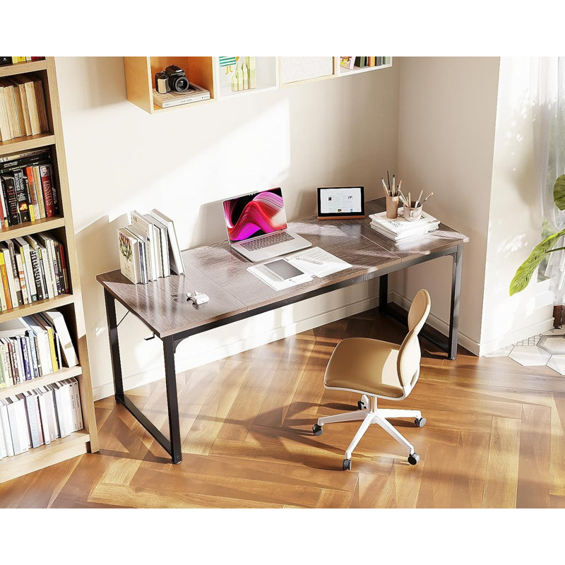 63 Inch Computer Desk For Home Office, Study Writing Table For Small Spaces, Simple Modern Desk With Headphone Hooks