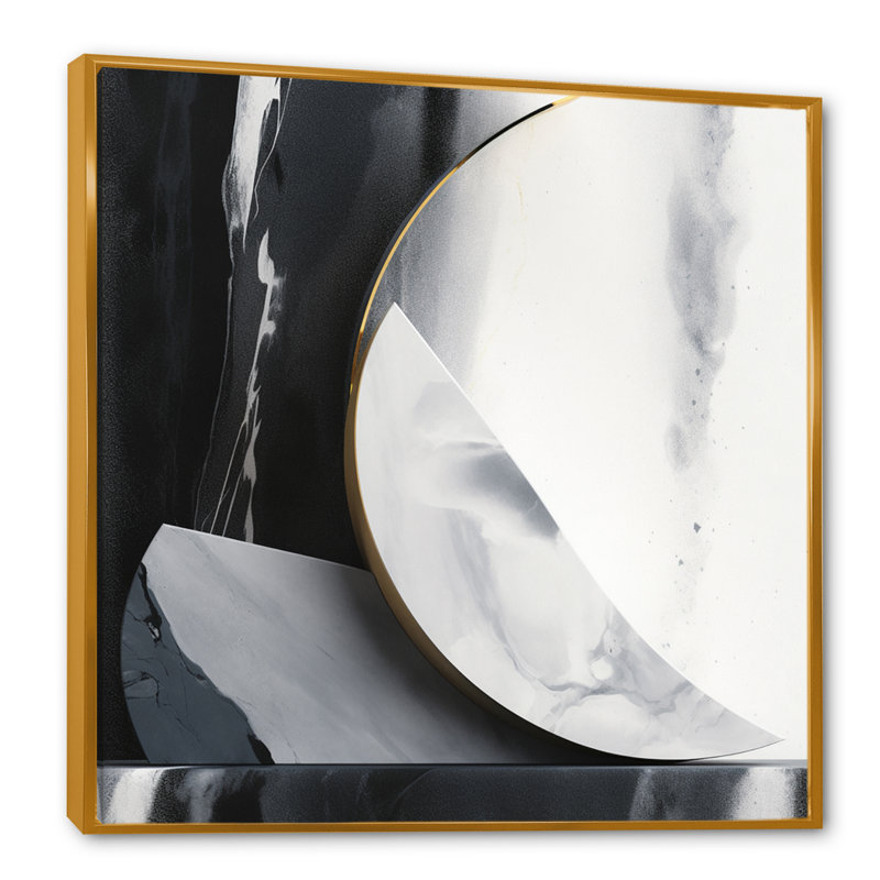«Black and Gold Harmony Of Marble II», reproduction sur toile abstraite en marbre, H 16 po x l 16 po x P 1 po