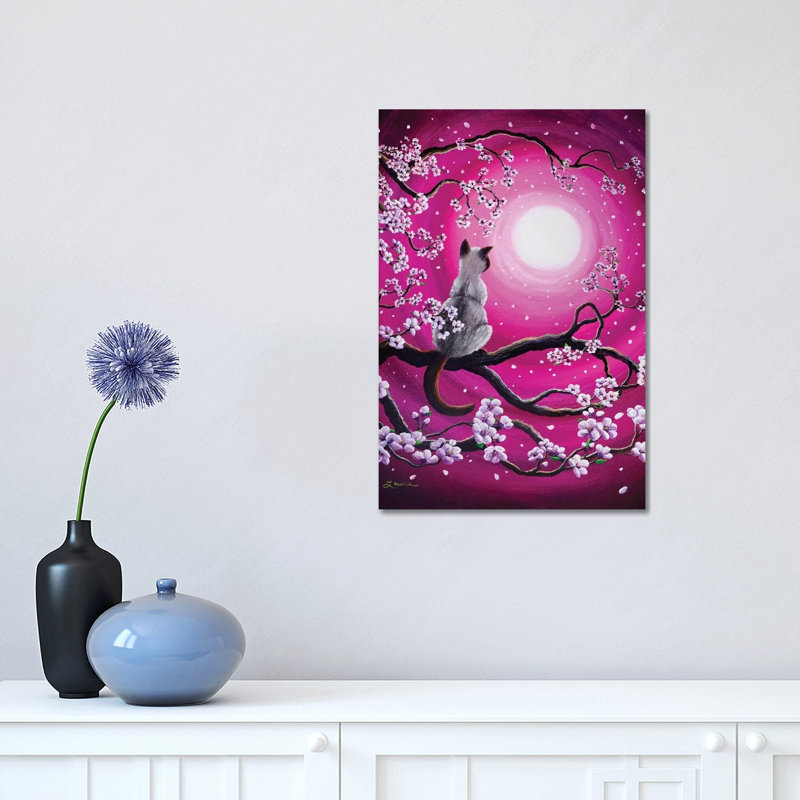 Magenta Morning Sakura by Laura Iverson - Wrapped Canvas Painting, 30.48 cm H x 45.72 cm W