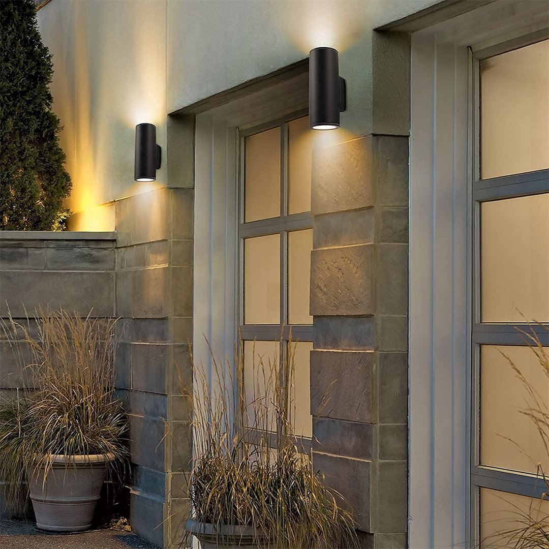 2Pcs LED Outdoor Wall Lights Mains Powered Anthracite Up And Down Light 2800K Warm White