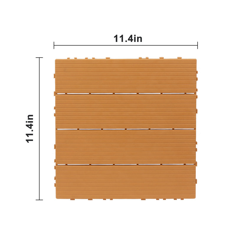 Carreaux de terrasse emboîtables en plastique, paquet de 27, tuiles de plancher imperméables 11,4 po x 11,4 po pour l'intérieur et l'extérieur, dalles de patio pour porche de la cour arrière du balcon, brun clair