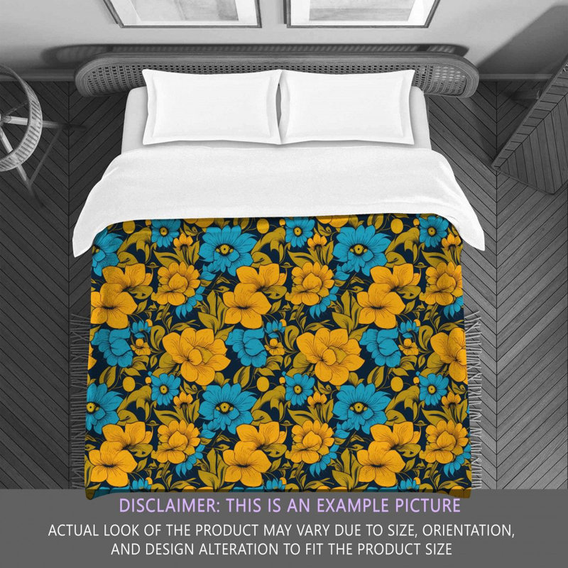 Machine Printed Comforter, King Comforter, Blue/Yellow