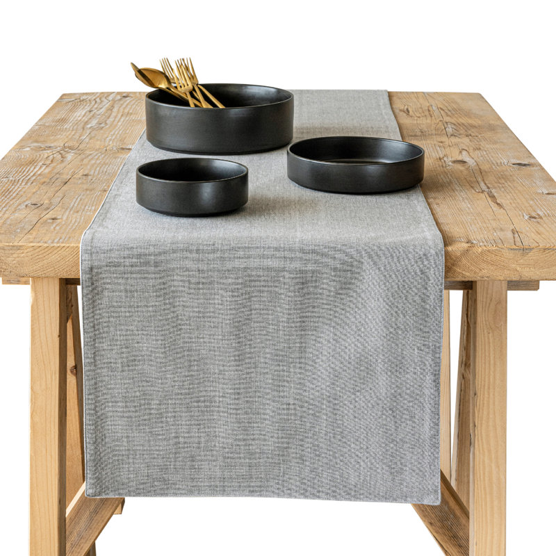 Over&Back Woven Chambray Table Runner, 18" W x 90" L, Gray