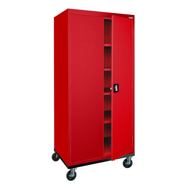 Armoire de rangement à 5 tablettes transpot, Rouge