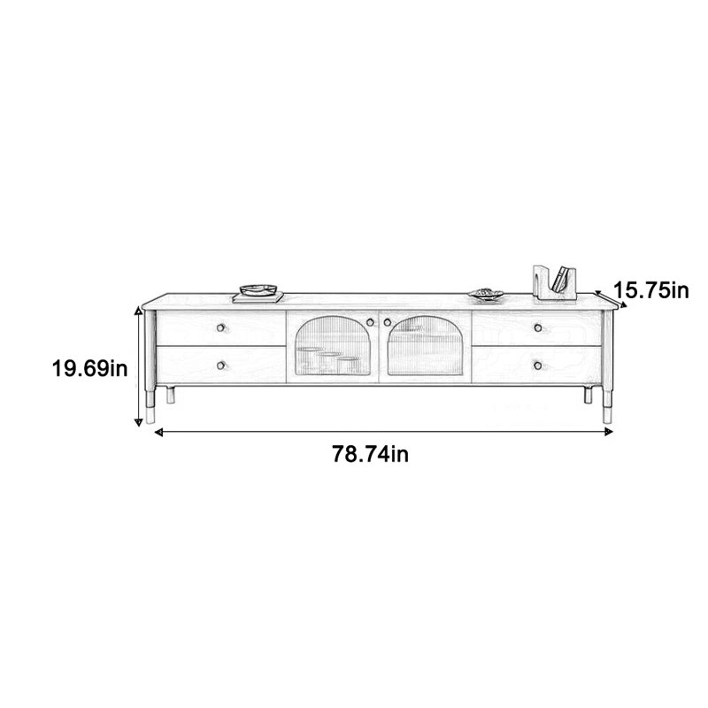 Structure de téléviseur en bois massif durable, 78.74"