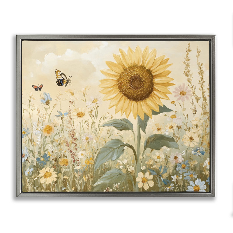 Cadre flottant Sunflower Wonder, Cadre flottant gris lustré, H 17 po x l 21 po