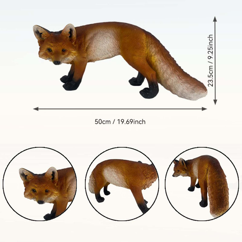 Lifelike Red Fox Figurine, 19.69\